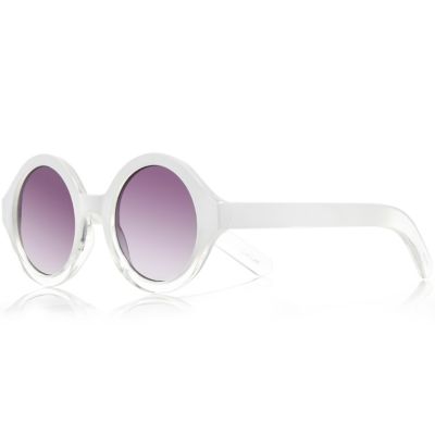 Mini girls white round sunglasses